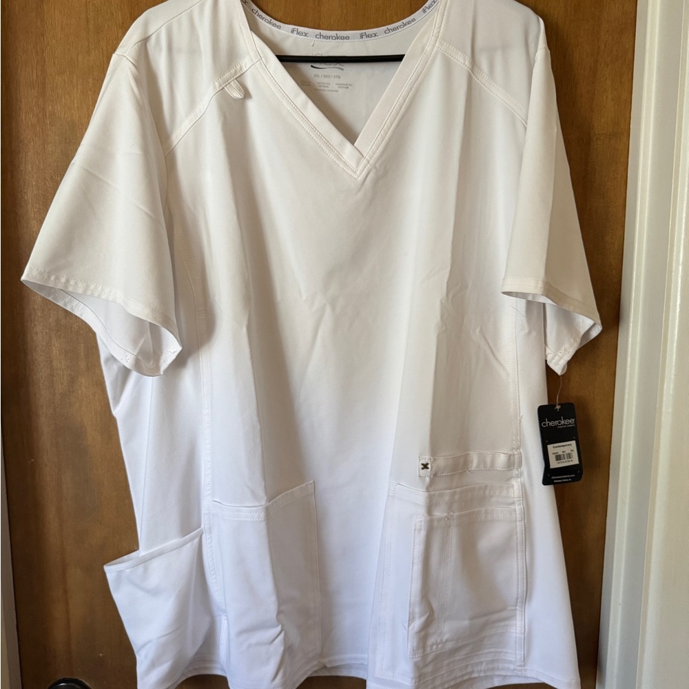Cherokee Women’s White V-Neck Scrub Top